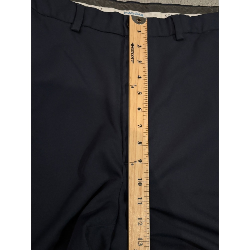 Haggar Cool 18 Pro Mens Navy Blue Classic Fit Dress Pants 42x32 Flat Front - Picture 6 of 9